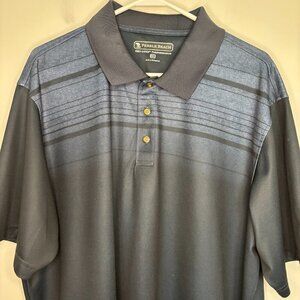 PEBBLE BEACH Dry Luxe Performance Polo Mens XXL Navy Stripes Short Sleeve Collar